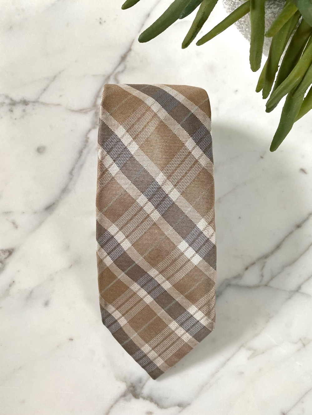 ORIGINAL PENGUIN - Men's Plaid Tie in Tan & Gray